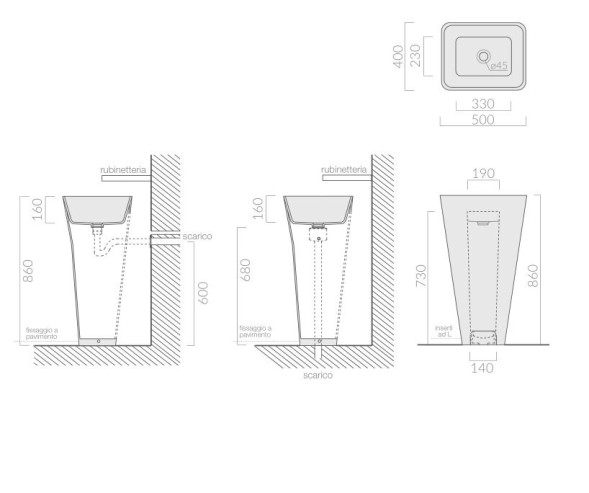 Раковина GALASSIA MEG11 PRO 5405P NE без отверстий без перелива цвет черный глянцевый