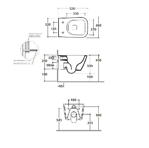 Унитаз GLOBO STONE подвесной безободковый цвет черный матовый STS05AR