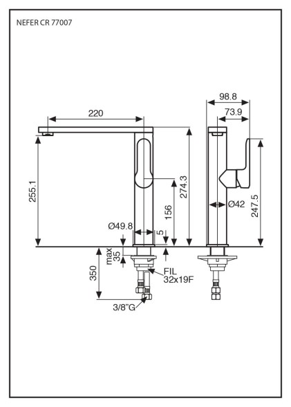 Emmevi Nefer, кухонный смеситель с поворотным изливом, цвет хром/белый 77007CR/B