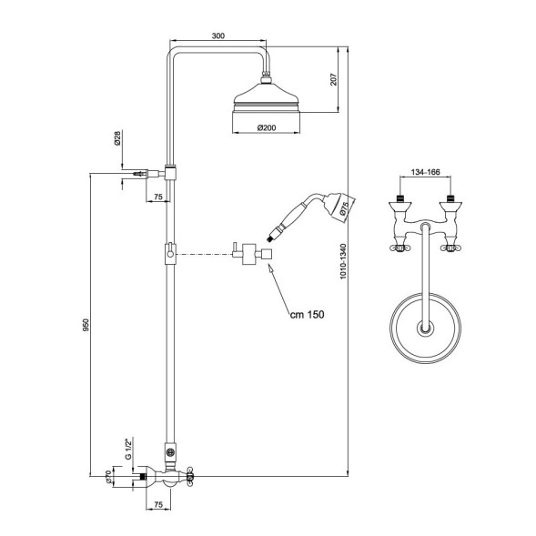 Душевая система Webert Ottocento OT760405015, хром