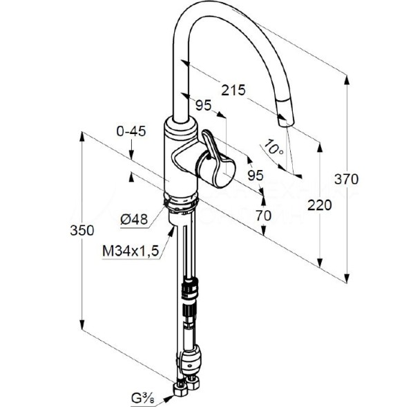 Смеситель KLUDI BINGO STAR 428513978 для кухни с выдвижным изливом
