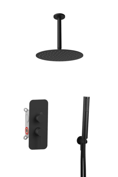 AQG Urban Flow, душевой комплект ER237 на 2 потребителя, с потолочным кронштейном, цвет хром