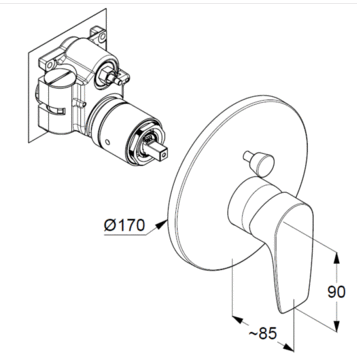 Смеситель KLUDI PURE&amp;SOLID 346570575 для ванны и душа встраиваемый внешняя часть с переключателем воды
