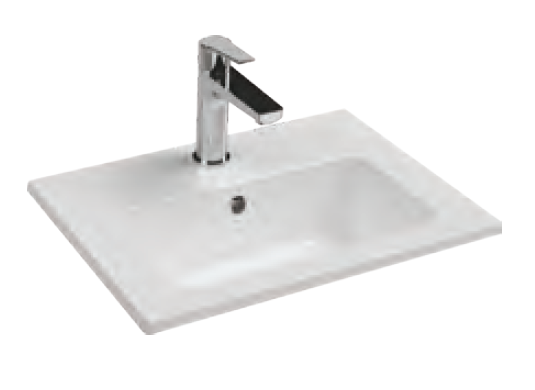 Раковина накладная ISVEA Sistema T 50 ультратонкая прямоугольная 50см с отв. под смес., без д/к цвет белый глянец 10SL50050