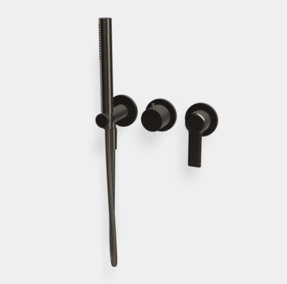 Смеситель для душа, Fima Carlo Frattini, Mast, на 2 потребителя, цвет-хром черный шлифованный F3149WX8CS