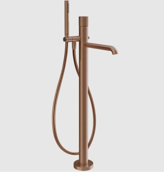 Gessi Смеситель для ванны и душа, Habito Rigato, напольный, цвет медь матовая  70528#708