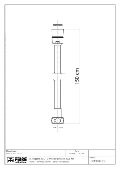 Fiore Shower, душевой шланг из ПВХ, длина 150 см, цвет хром