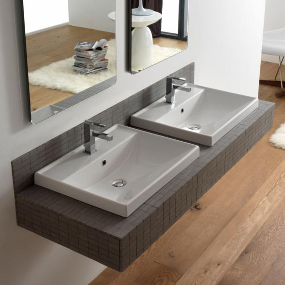 Раковина Scarabeo ML подвесная или полувстраиваемая с переливом с одним отверстием цвет белый 3004