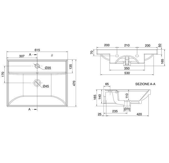 Раковина Scarabeo ML подвесная или полувстраиваемая с переливом с одним отверстием цвет белый 3004