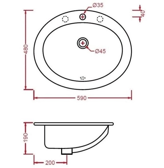 Раковина ArtCeram Eolo встраиваемая EOLO с одним отверстием цвет белый  ELL0010100