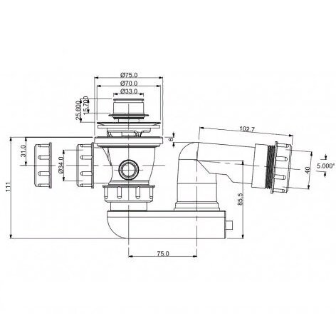 Сифон Artceram со сливом для ванны цвет белый AAS369