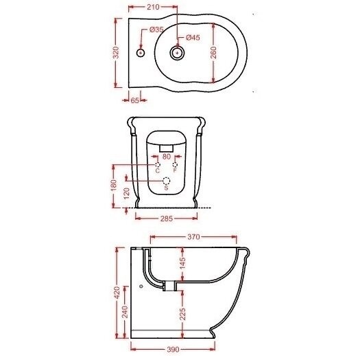 Биде Artceram Hermitage напольное  с одним отверстием цвет белый  HEB001 01 00