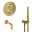 Paini 78PJSET26911THBATH Комплект для ванны Кокс на 2 потребителя, с термостатом, с лейкой для душа, встраиваемый, брашированное золото