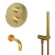 Paini 78PJSET26911THBATH Комплект для ванны Кокс на 2 потребителя, с термостатом, с лейкой для душа, встраиваемый, брашированное золото