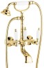 Emmevi Deco Ceramic, двухрычажный смеситель для ванны (излив 14 см), с набором для душа, цвет золото 121611/OR