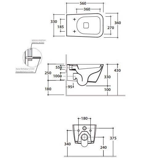 Унитаз GLOBO STONE подвесной цвет белый STS06BI