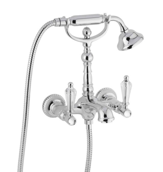 Emmevi The One Atena, смеситель с ручным душем для ванны. Прозрачные кристаллы Swarovski, цвет хром 98011LCSW/CR