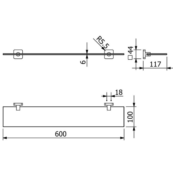 Полочка стекло KLUDI VELA S 2597339 подвесная
