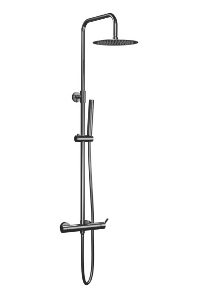 AQG Urban Flow, душевая колонна регулируемая по высоте 95-150 см, cо смесителем, цвет оружейная сталь (PVD)