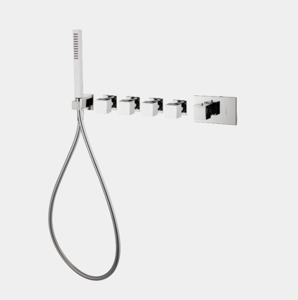 Смеситель для душа, Fima Carlo Frattini, Fimatherm, на 4 потребителя, цвет-черный матовый F3968X4NS