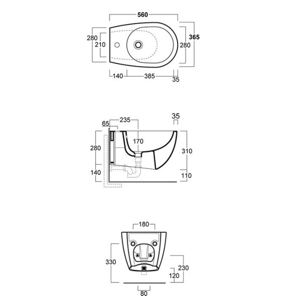 Биде SIMAS VIGNONI подвесное с одним отверстием цвет черный матовый VI19/F85.NM