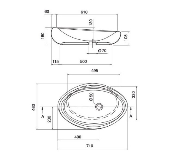 Раковина Scarabeo MOAI накладная без перелива без отверстий цвет белый 8601