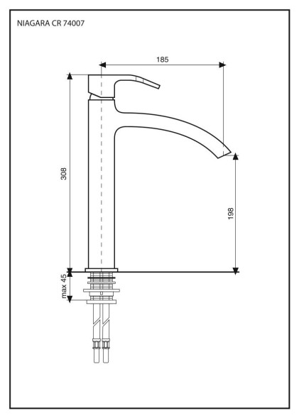 Emmevi Niagara, однорычажный кухонный смеситель, без донного клапана, цвет хром 74007/CR