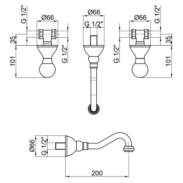 Смеситель для раковины Webert Karenina KA750404010. золото