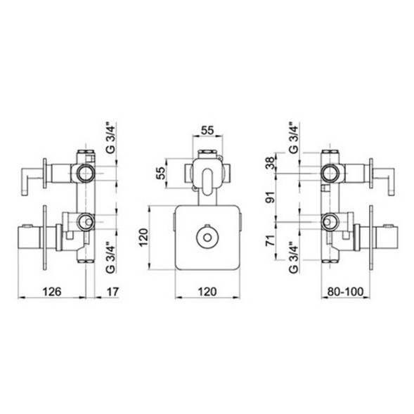 Смеситель для душа встраиваемый с термостатом Webert Elio EL971302560, черный