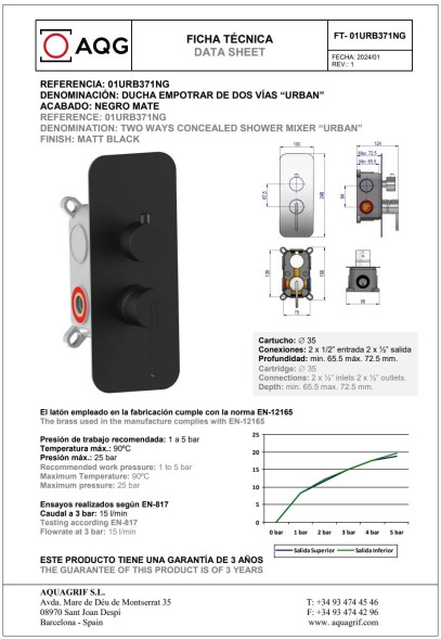 AQG Urban, встраиваемый смеситель для душа на 2 выхода, с дивертером, цвет хром