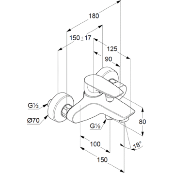 Смеситель KLUDI PURE&amp;SOLID 346810575 для ванны с изливом с подключением шланга