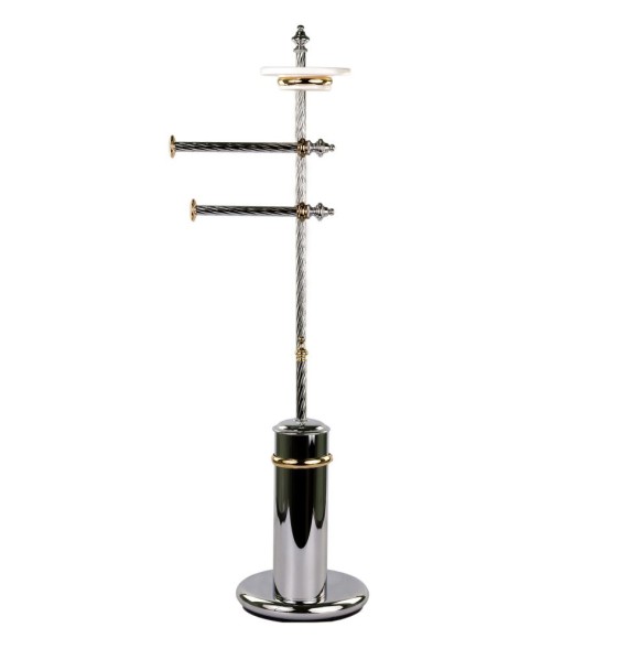 Stil Haus Giunone, стойка: мыльница + полотенцедержатель + бумаг + ерш, цвет хром - золото