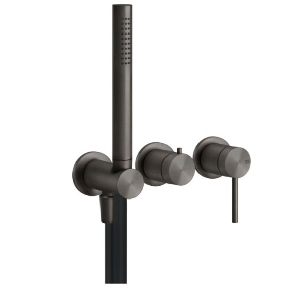 Gessi Смеситель для душа, 316 Bath Shower, на 2 потребителя, цвет Черный брашированный металл  54039#707