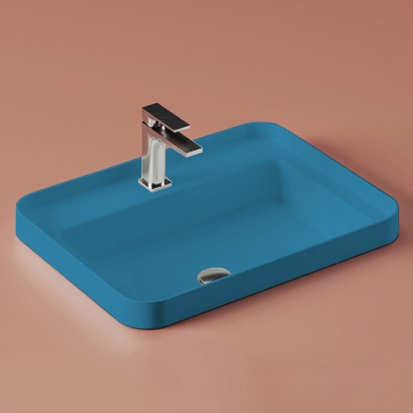 Раковина ArtCeram Fuori Scala встраиваемая  с одним отверстием цвет avio TFL0343800