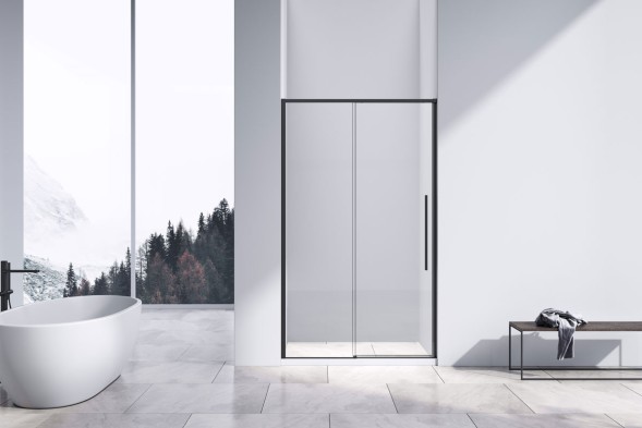 Vincea Душевая дверь Слим-Н (Slim-N) VDS-4SN110CLB, 1100, черный, стекло прозрачное