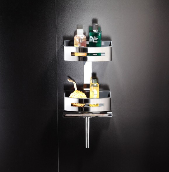 Душевая полка LANGBERGER ACCESSORIES 75762 подвесная с крючком для водосгона цвет хром