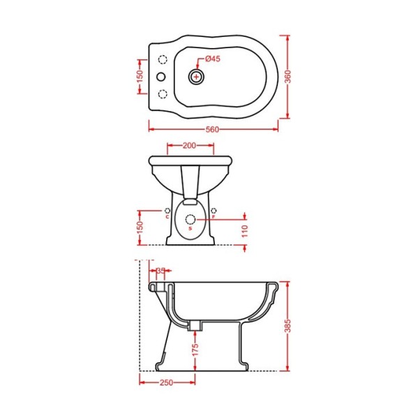 Биде Artceram Hermitage напольное  с одним отверстием цвет черный HEB002 03 00