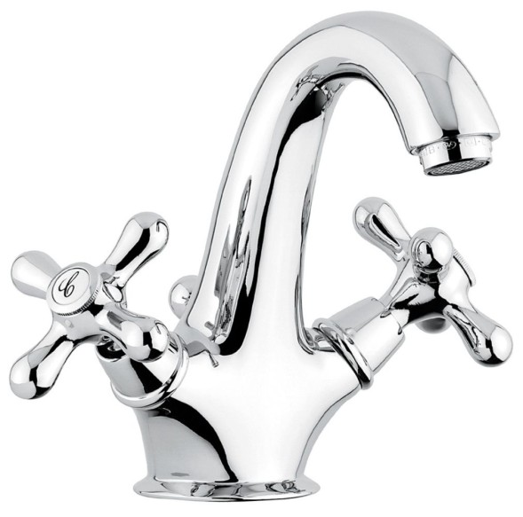 Emmevi Deco Classic, смеситель с донным клапаном для раковины, цвет белый-хром 12013/BC