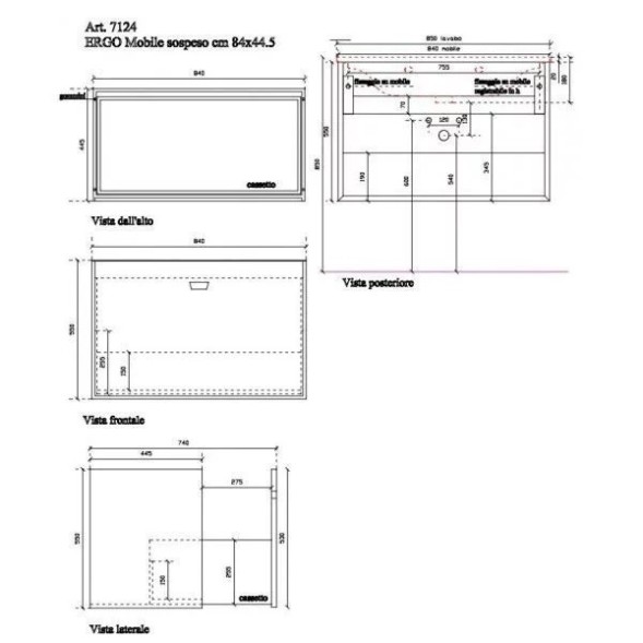 Тумба GALASSIA ERGO 7124 подвесная под раковину 7102