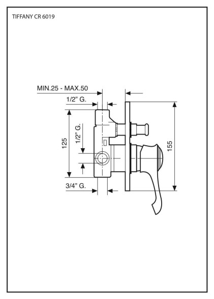 Emmevi Tiffany, встраиваемый смеситель для душа на 2 выхода, с дивертером, цвет белый-золото 6019/BO