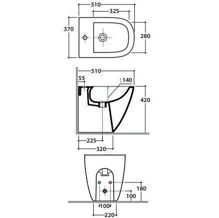 Биде GLOBO STOCKHOLM Напольное приставное с одним отверстием цвет белый LA010BI