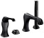 Emmevi Ares, комплект смесителя на борт ванны на 4 отверстия (излив 19,2 см), с набором для душа, цвет черный матовый 76120/NEO