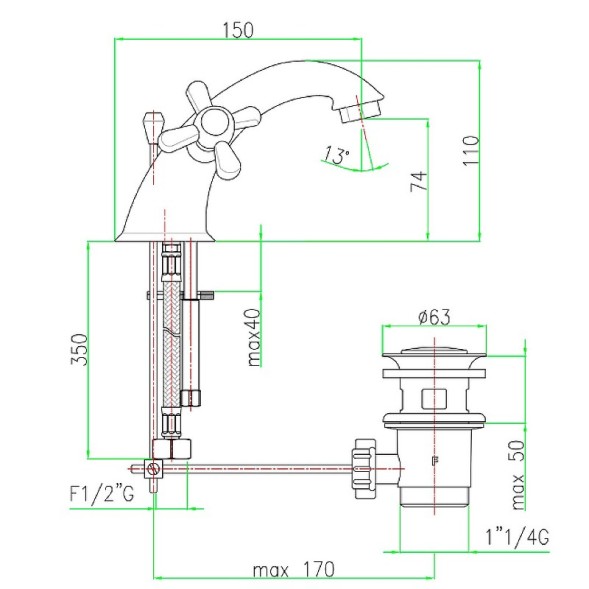 Смеситель для раковины Webert Armony AM700108015. хром