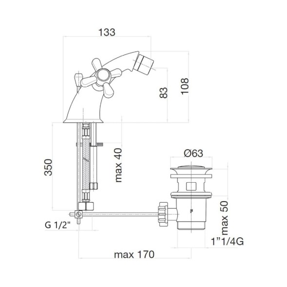 Смеситель для биде Webert Armony AM710102065, бронза