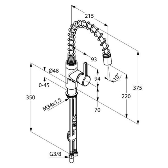 Смеситель KLUDI BINGO STAR 428550578 для кухни с выдвижным изливом