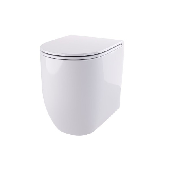 Hidra Gio, напольный безободковый унитаз c крепежом, 55x36,5 см, антибактериальное покрытие, цвет белый матовый