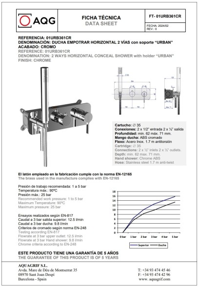 AQG Urban, встраиваемый смеситель для душа на 2 выхода, с дивертером, цвет черный матовый