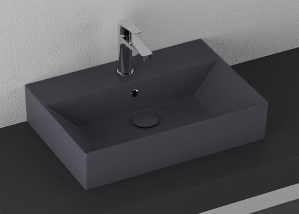 Раковина ISVEA SistemaZ Frame накладная ШГВ 600*420*132 отверстия для смесителя 1 цвет антрацит матовый 10SF50060-2C