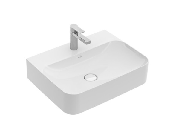 Villeroy&amp;Boch Раковина, Finion, шгв 600*470*105, отверстия для смесителя-1 сквозное, 2 промаркированных, CeramicPlus, цвет-альпийский белый 41686CR1