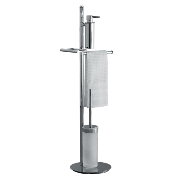 Стойка COLOMBO DESIGN PLANETS B9849 напольная с полотенцедержателем с дозатором с держателем туалетной бумаги и с ершиком цвет хром